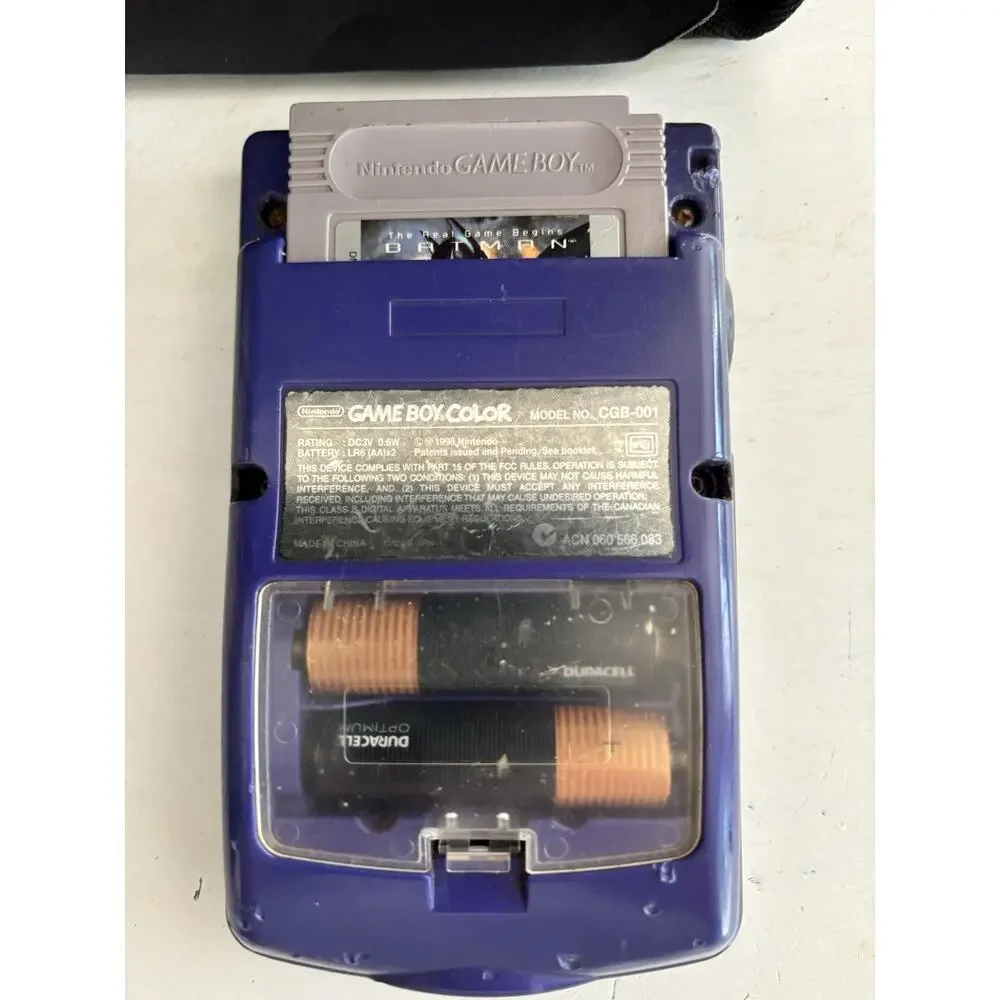 Game Boy Color CGB-001 Black Purple Back Working & Batman Forever Read